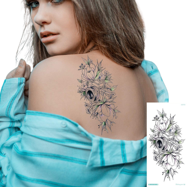 Tatouages Konsait 14 feuilles Sexy Réaliste Fleur Tatouages Temporaires Pour Adulte Femme Enfants Noir Tattoos ÉPh27